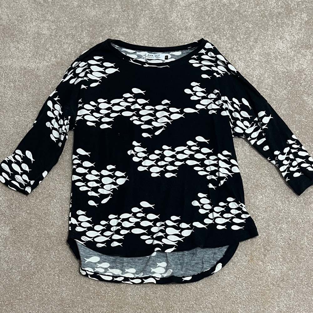 Ava Sky Black Fish Blouse